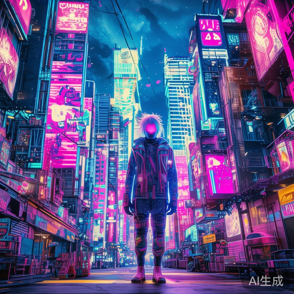 PS抠图人物：卡通赛博朋克背景图片