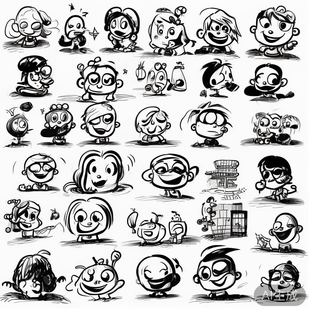 卡通素描黑白画图片大全