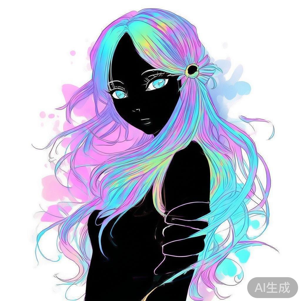 卡通素描动漫美女缚影图片