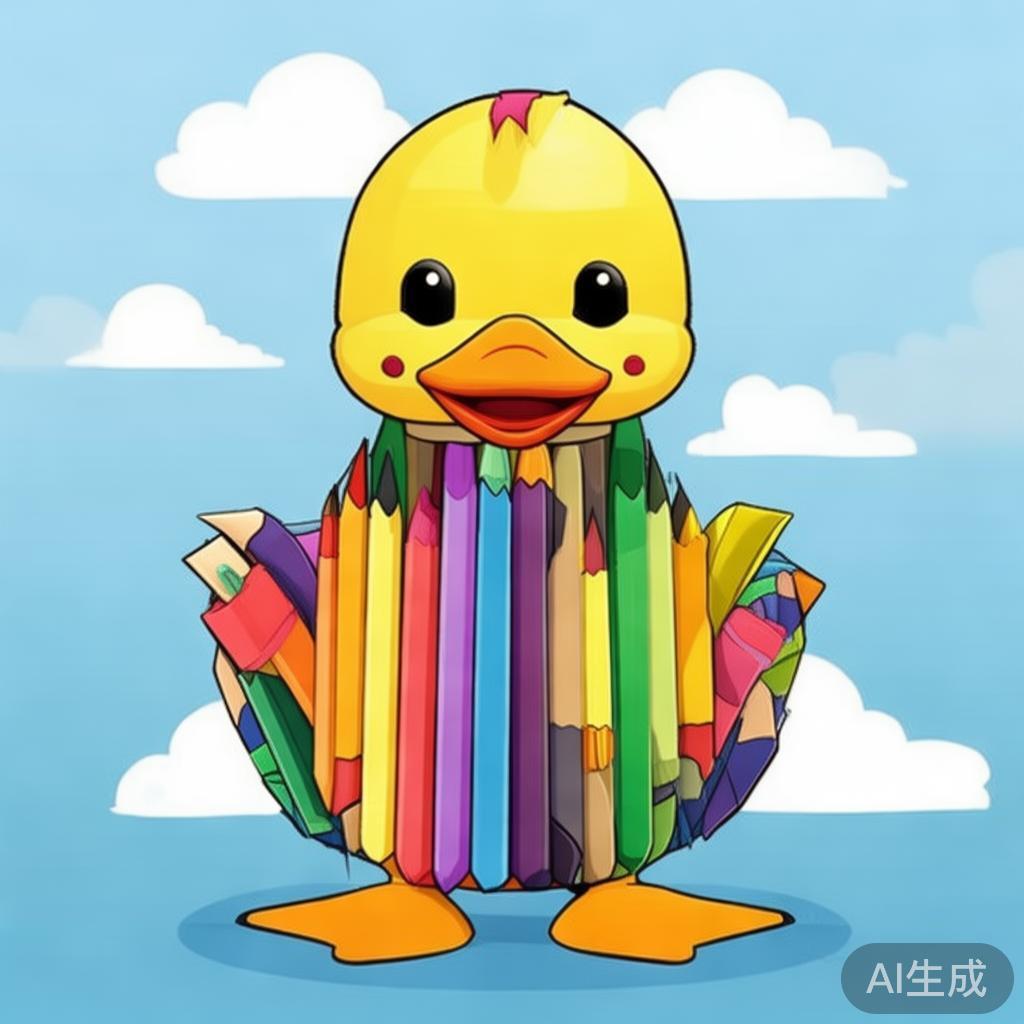 萌趣铅笔鸭子耳朵卡通图片