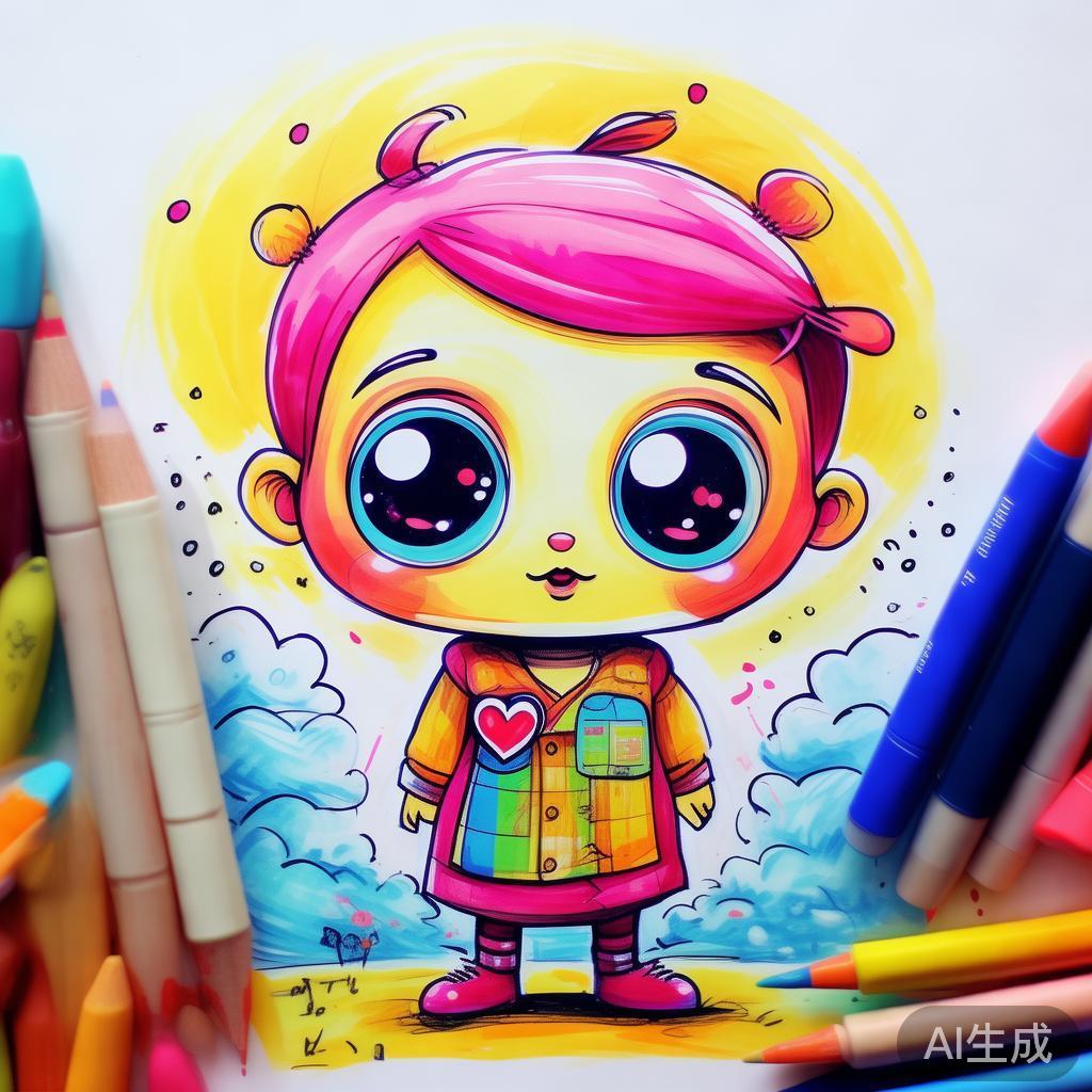 萌系动漫卡通素描图片