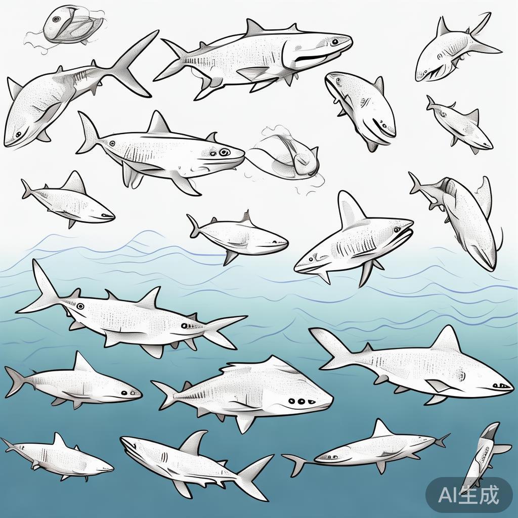 小鲨鱼简笔画唯美图片大全