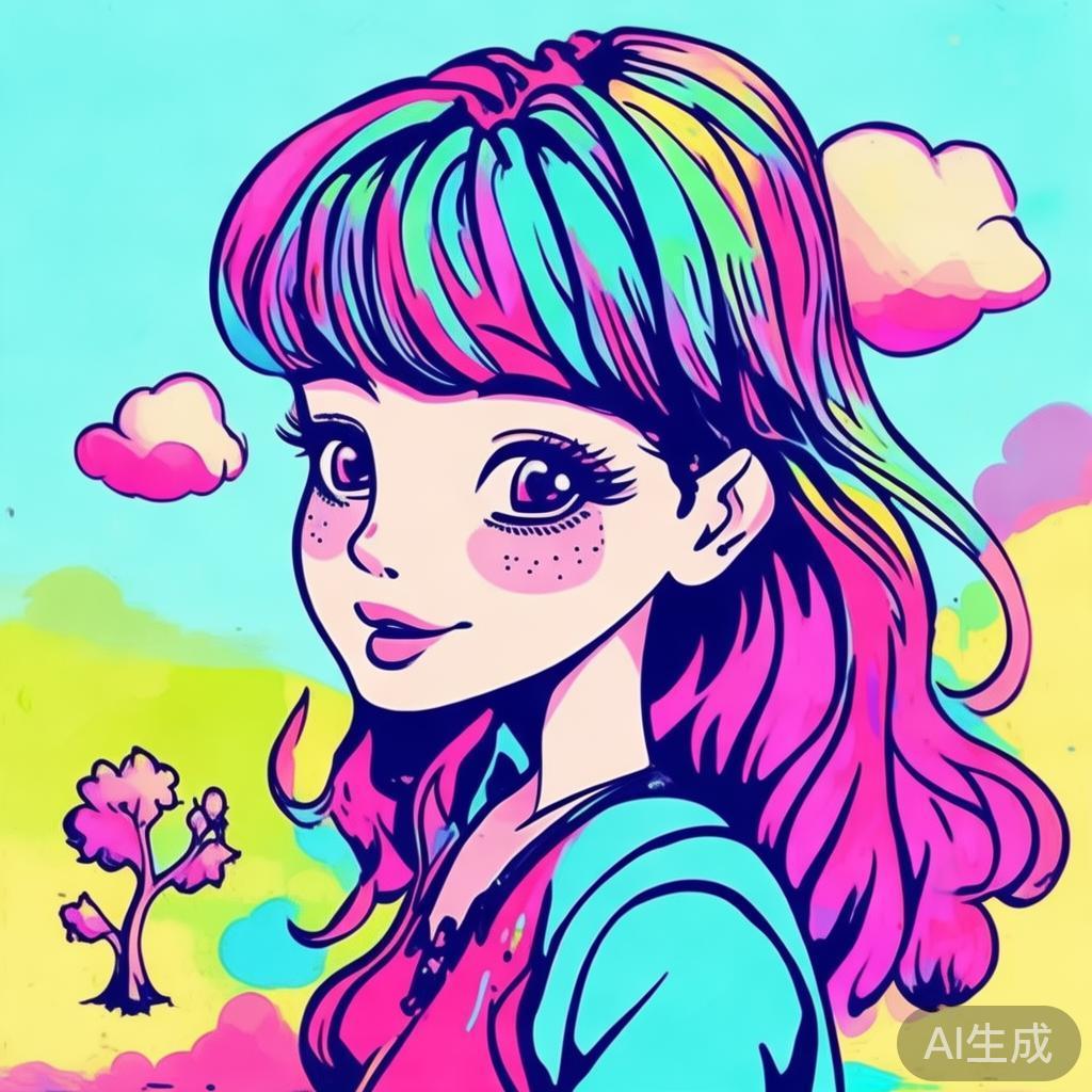卡通素描少女漫画图片