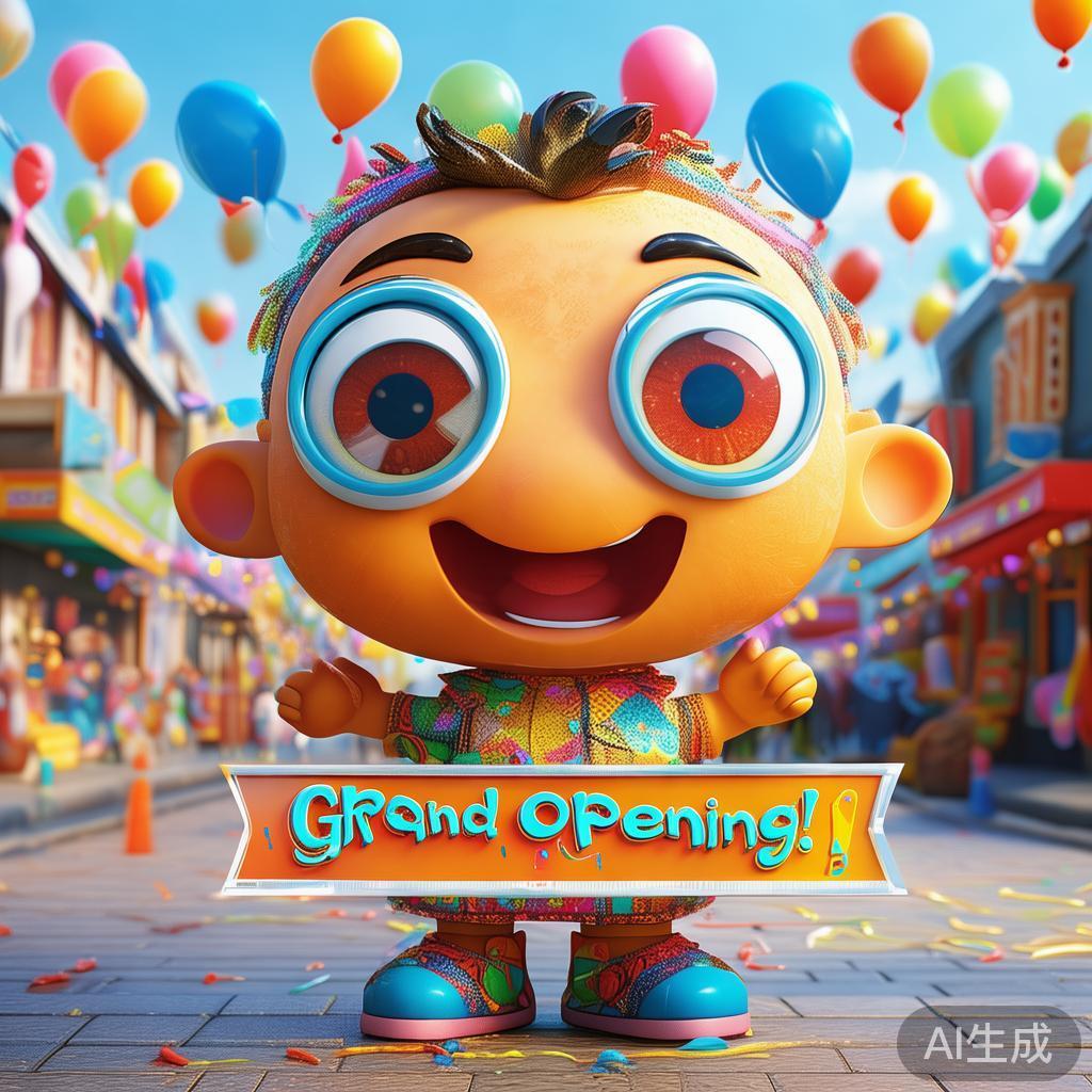 萌趣开业海报卡通图片
