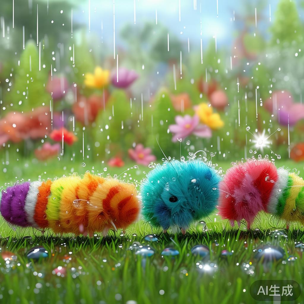 毛毛虫的雨天，卡通图片
