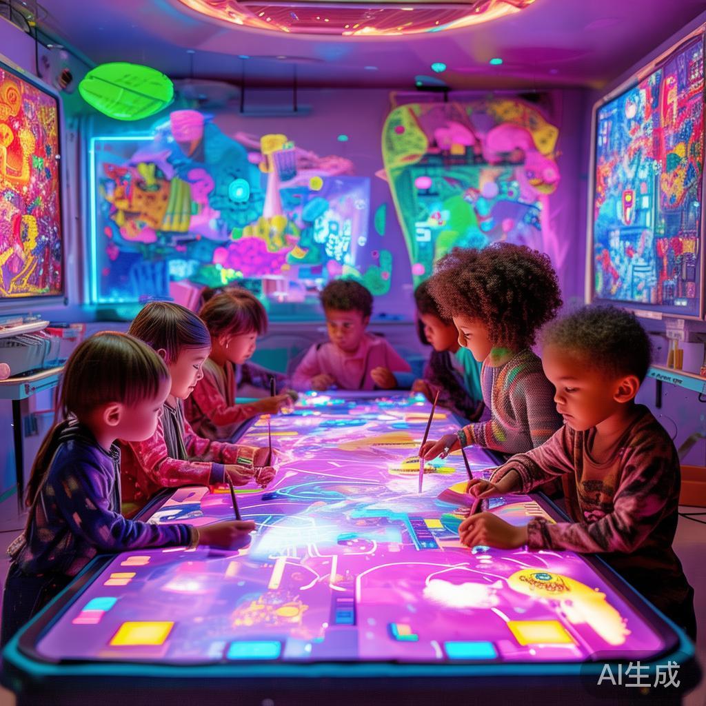 赛博霓虹幼儿园画画图片大全