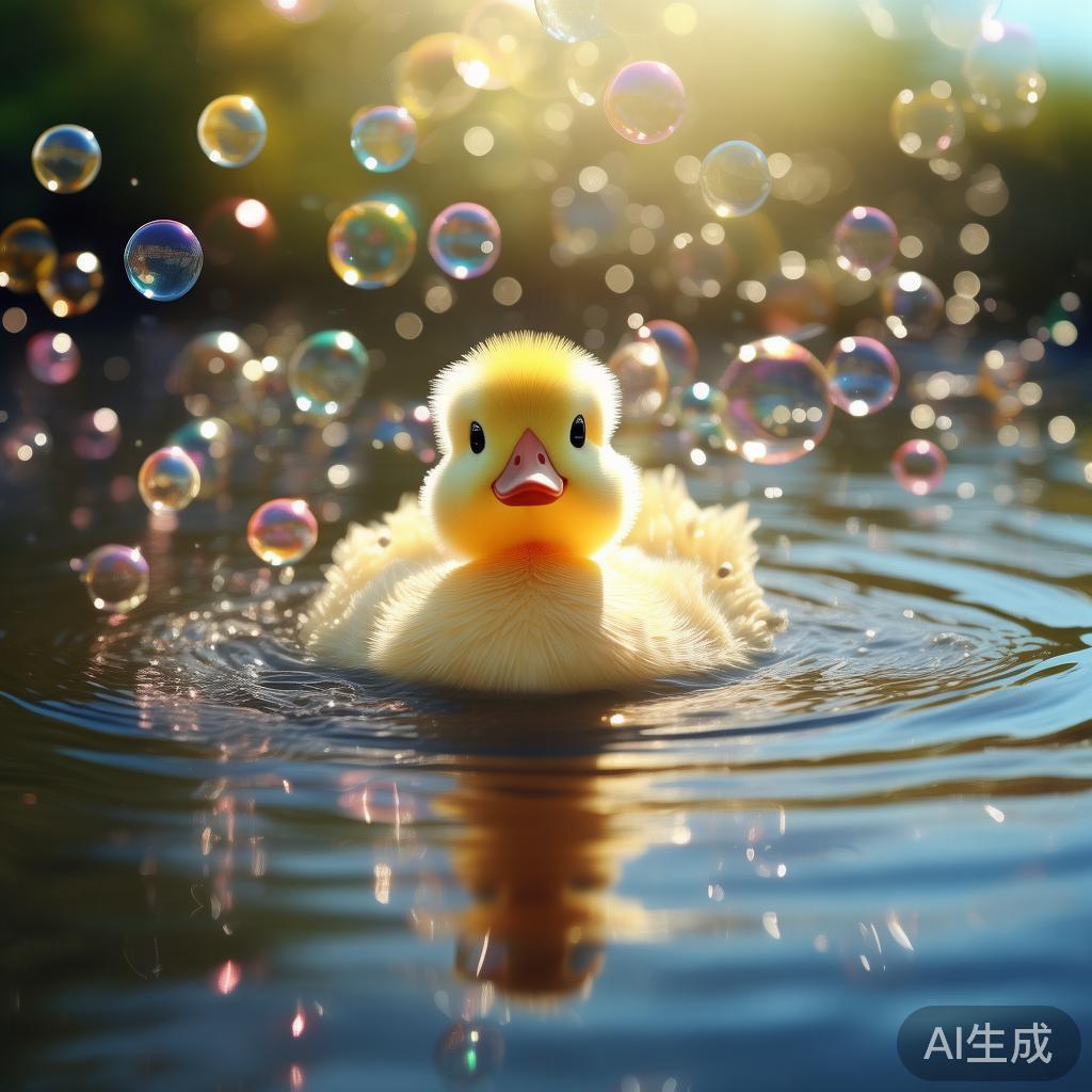 小鸭游泳图片，暖暖泡泡笑
