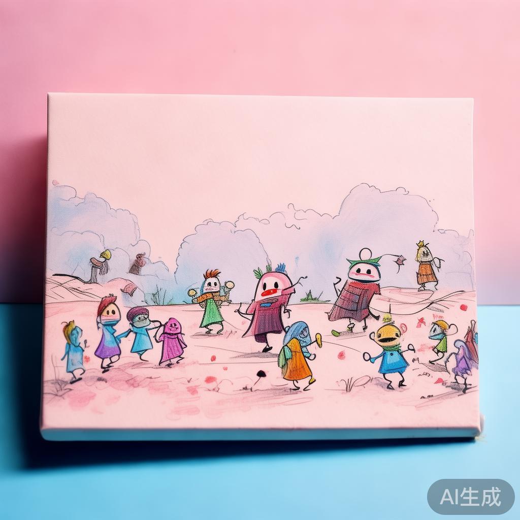 粉红背景卡通素描图片