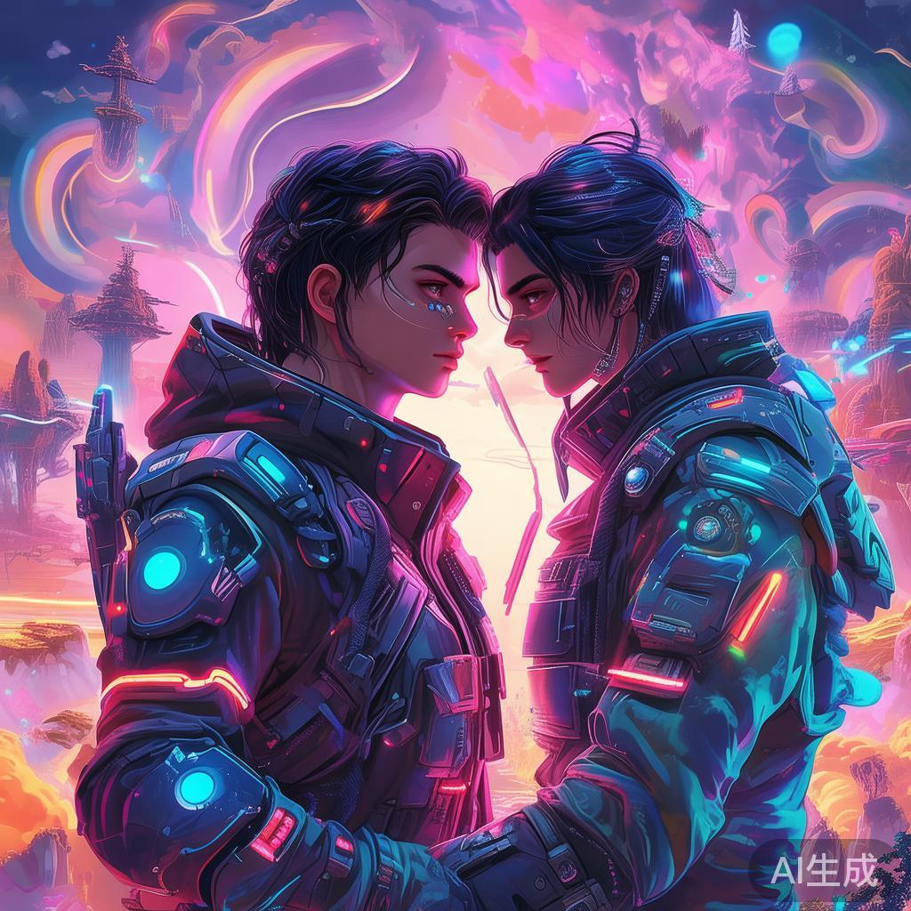 梦幻西游情侣赛博卡通霓虹图片
