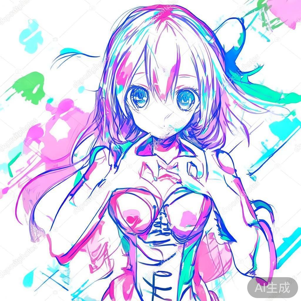 动漫女生卡通素描风格图片