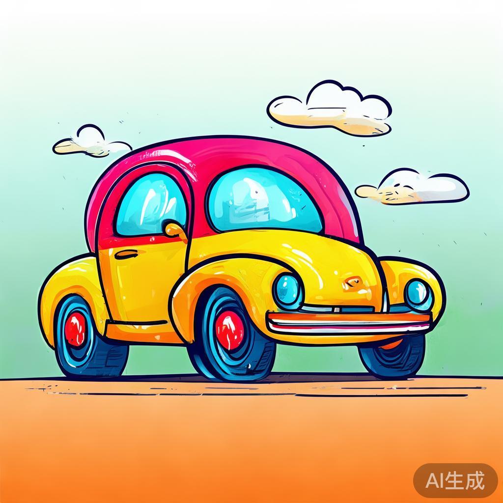 卡通素描风汽车图片