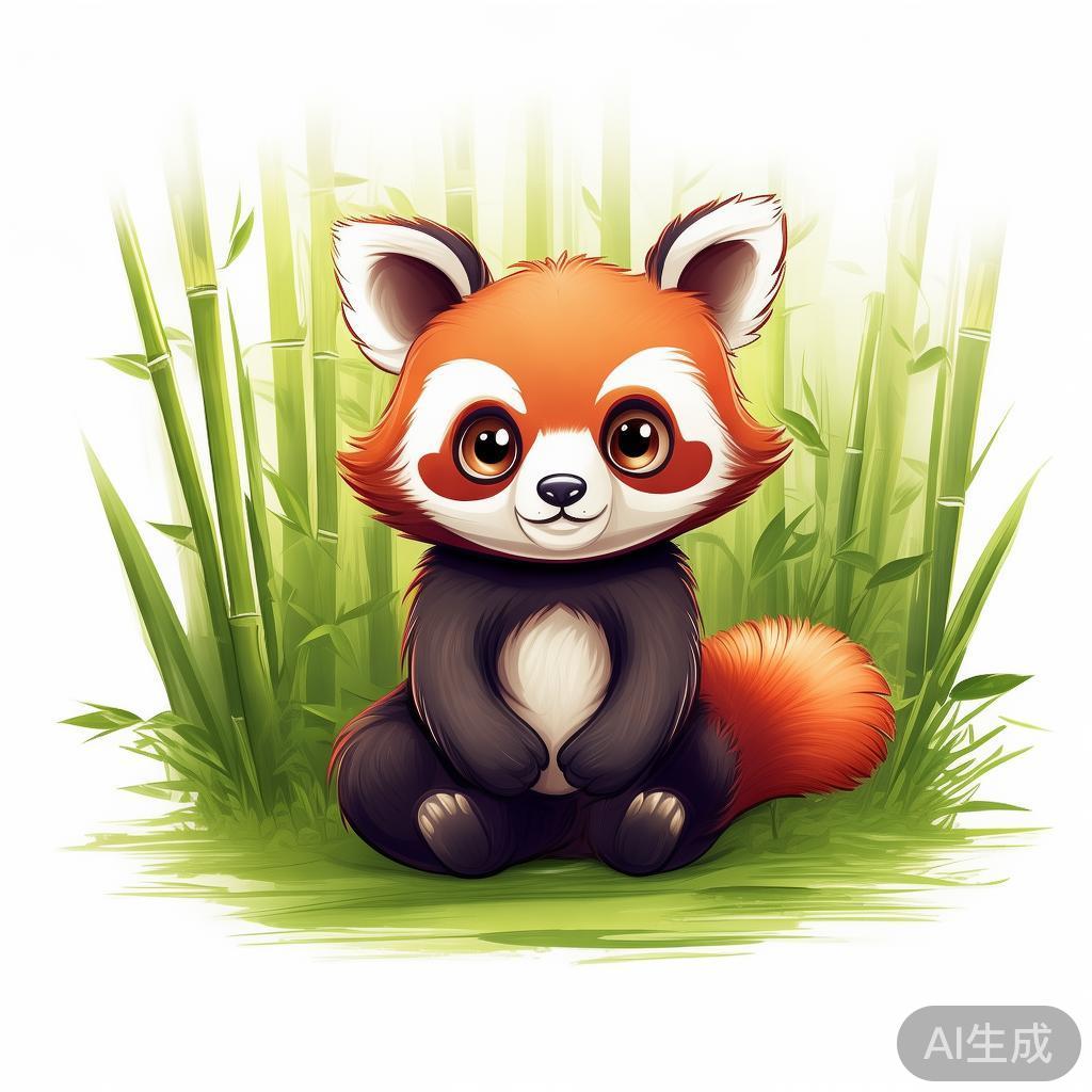 卡通素描风小熊猫图片