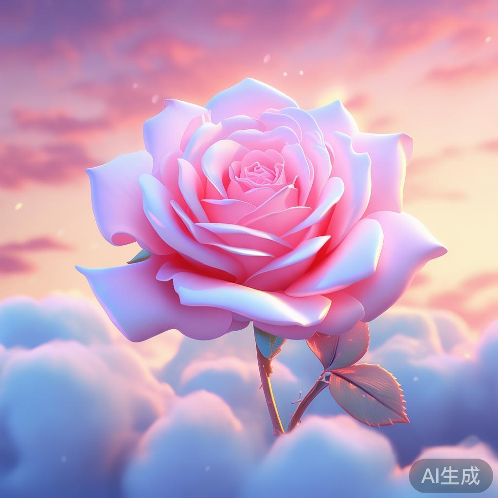 卡通玫瑰花图片：软萌花语梦
