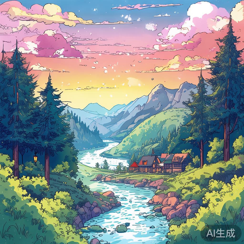 动漫风格风景素描图片图鉴