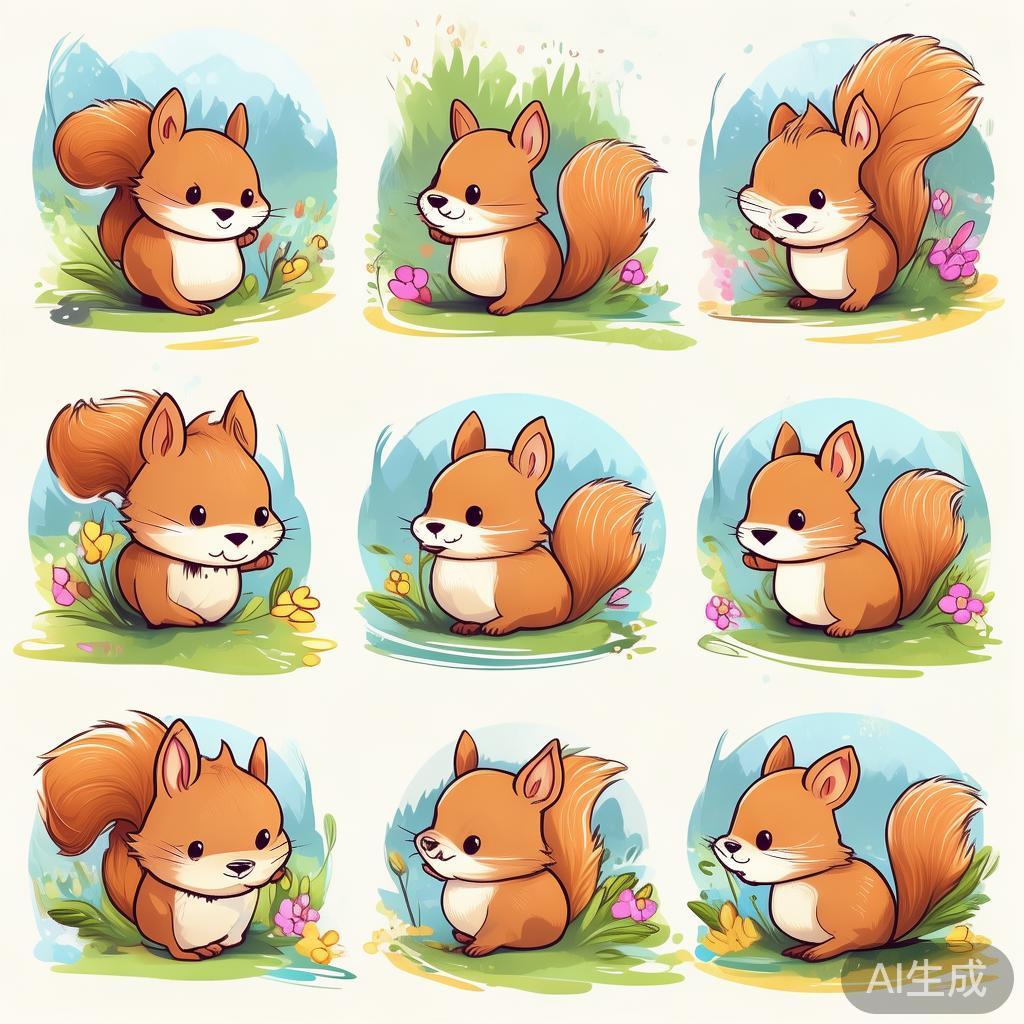 萌趣松鼠简笔图片大全