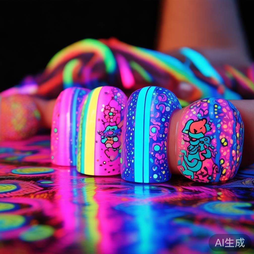 霓虹卡通美甲图片