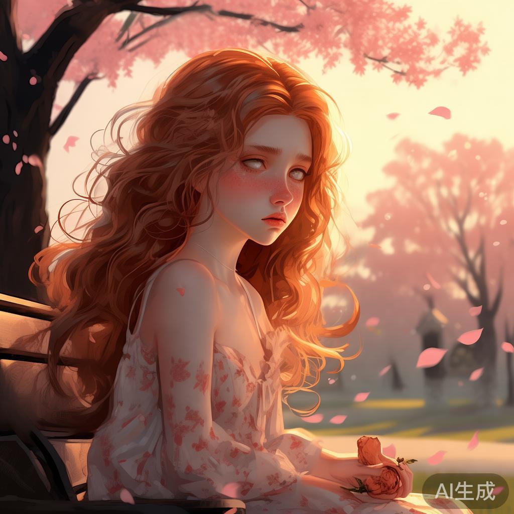 卡通唯美：伤感女生图片