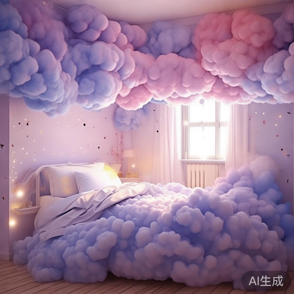 童话儿童床图片：云朵做的梦