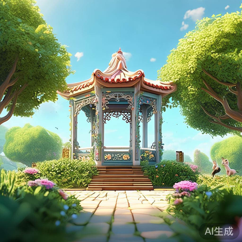 卡通凉亭唯美图片