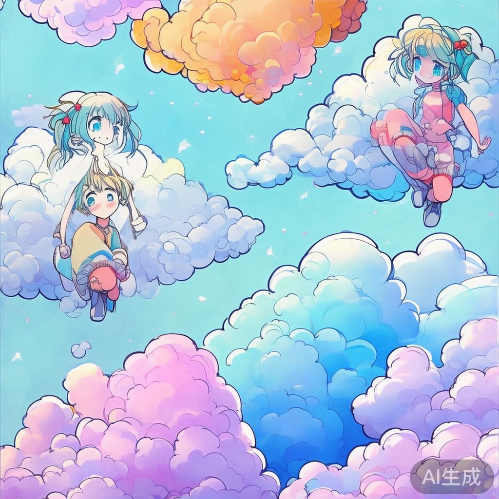 卡通素描动漫云彩素材图片