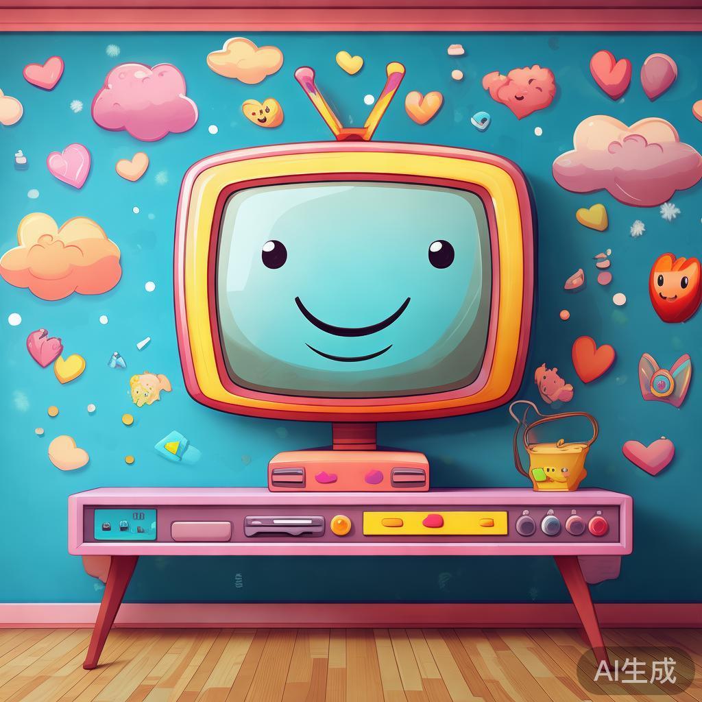 萌系卡通手绘电视背景墙图片