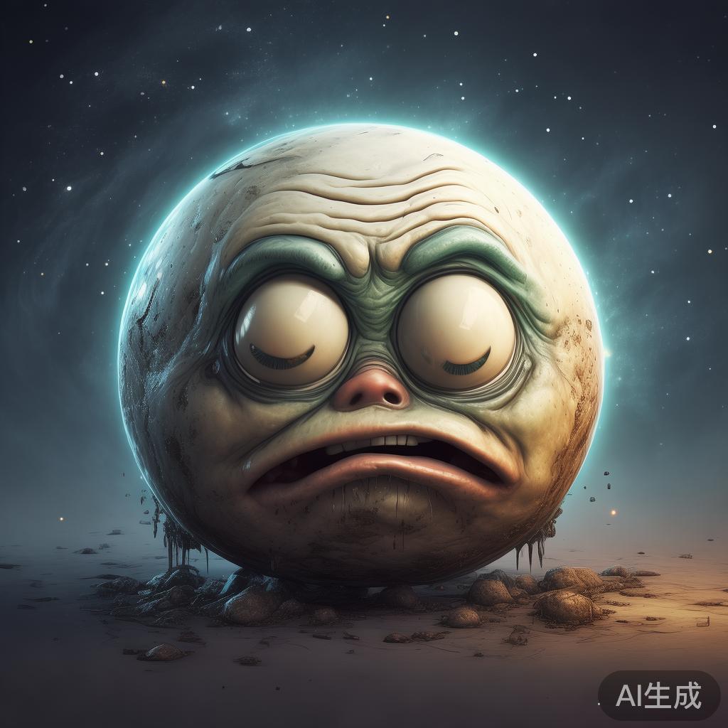 心累的图片：卡通的疲惫星球