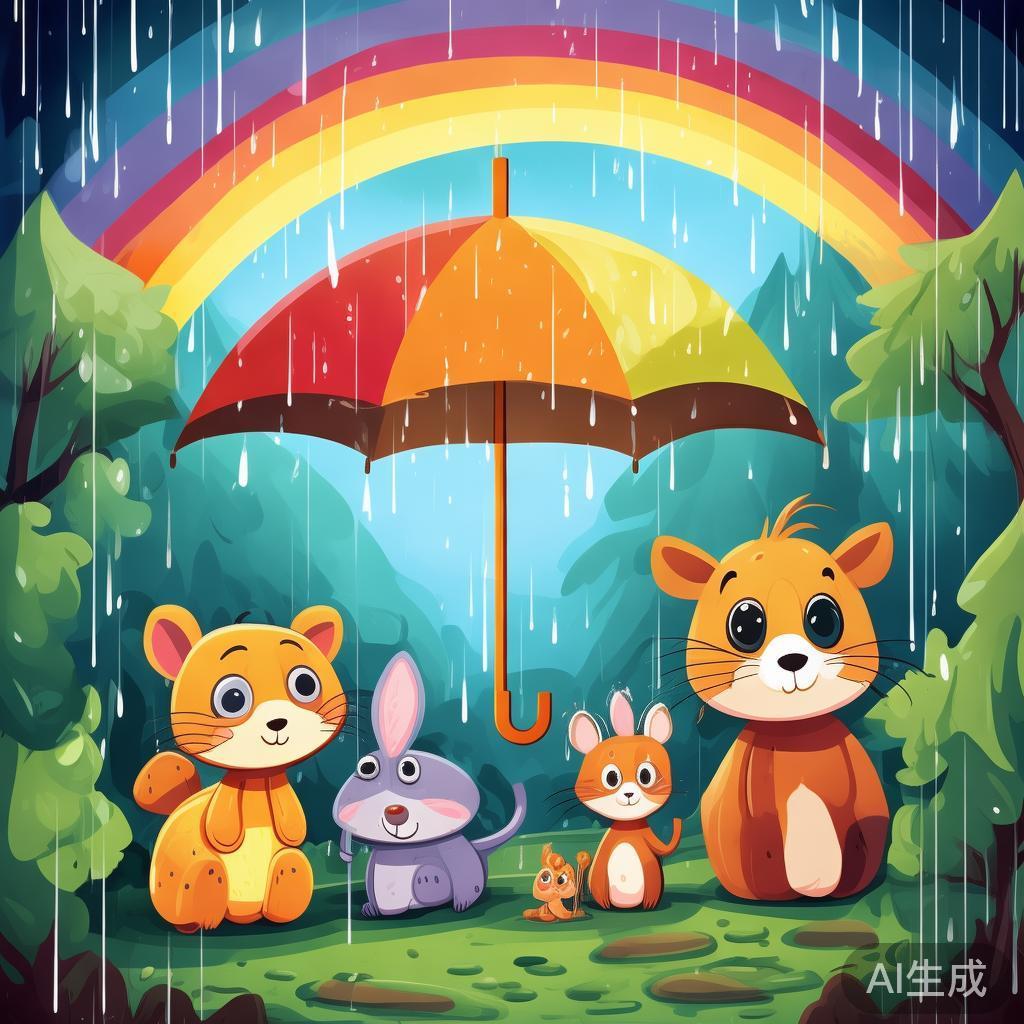 卡通动物雨季想念图片