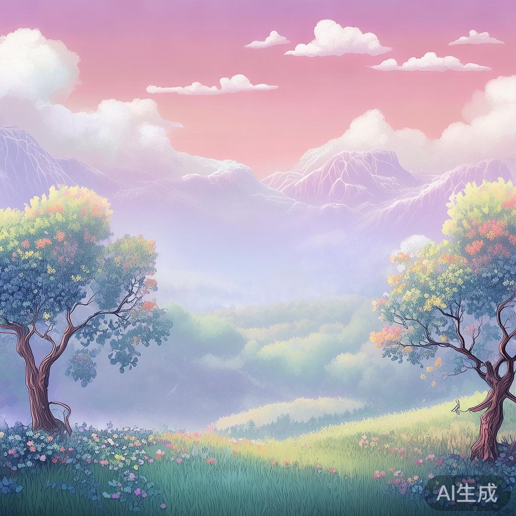 卡通风景背景图片大全·软雾落落风轻伤