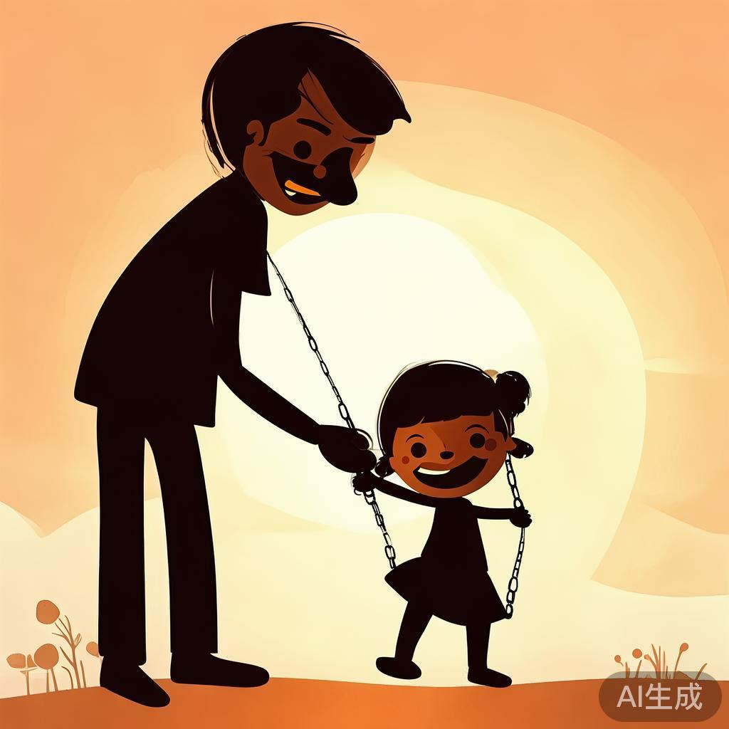父女背影暖萌简笔画图片