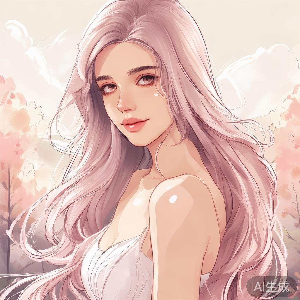 清纯美女卡通素描高清图片