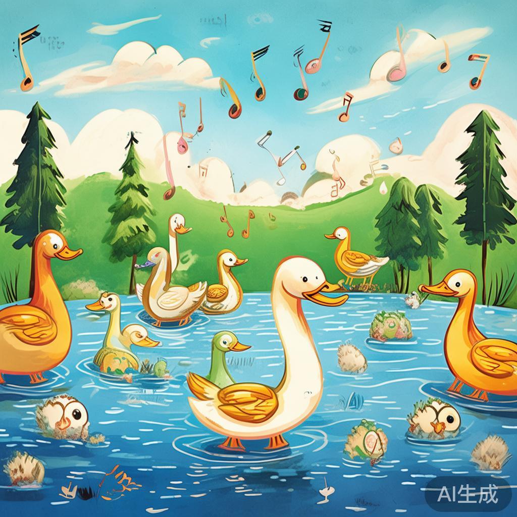 卡通唯美：数鸭子儿歌简谱图片