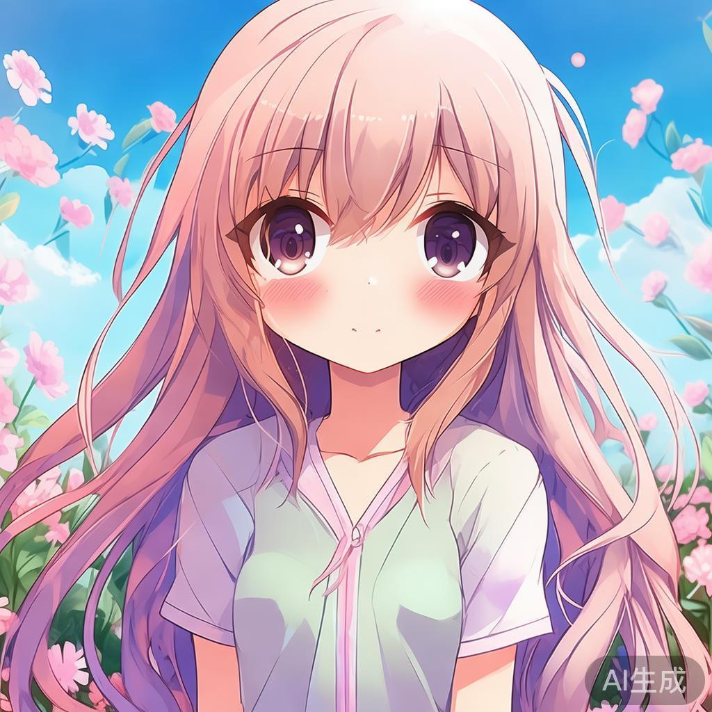 动漫图片：少女脸红羞涩萌态