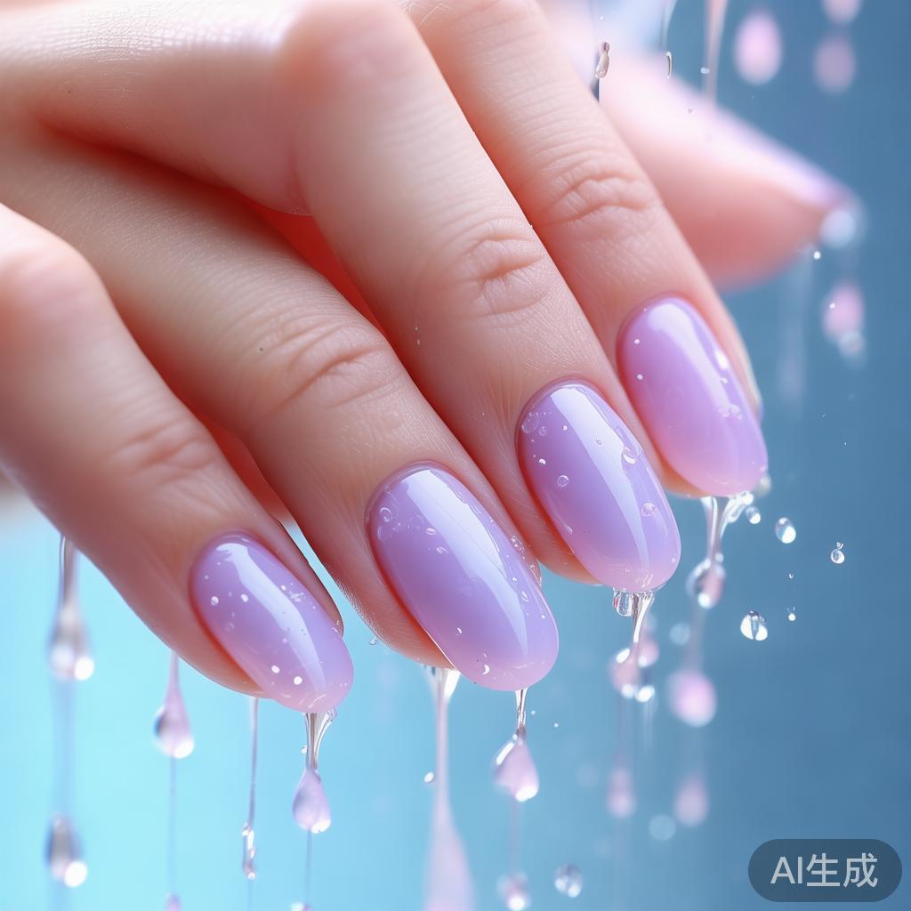 短甲美甲图片：软糖微雨落指尖