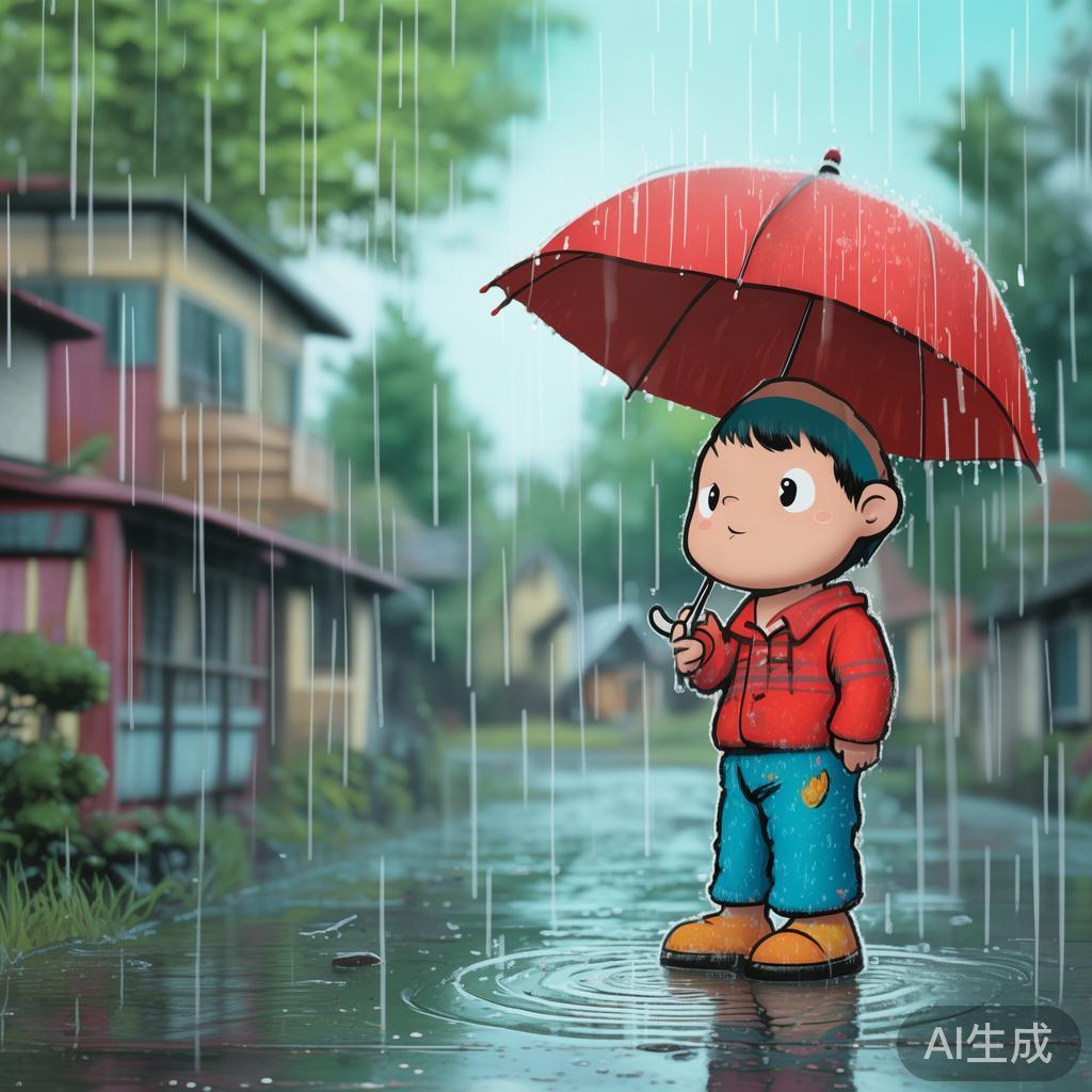 蜡笔小新图片壁纸：孤单小新的雨天
