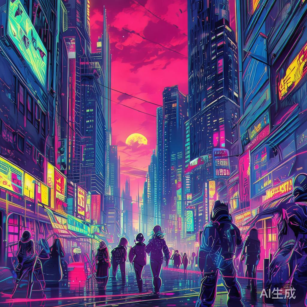 卡通赛博朋克动漫背景图片