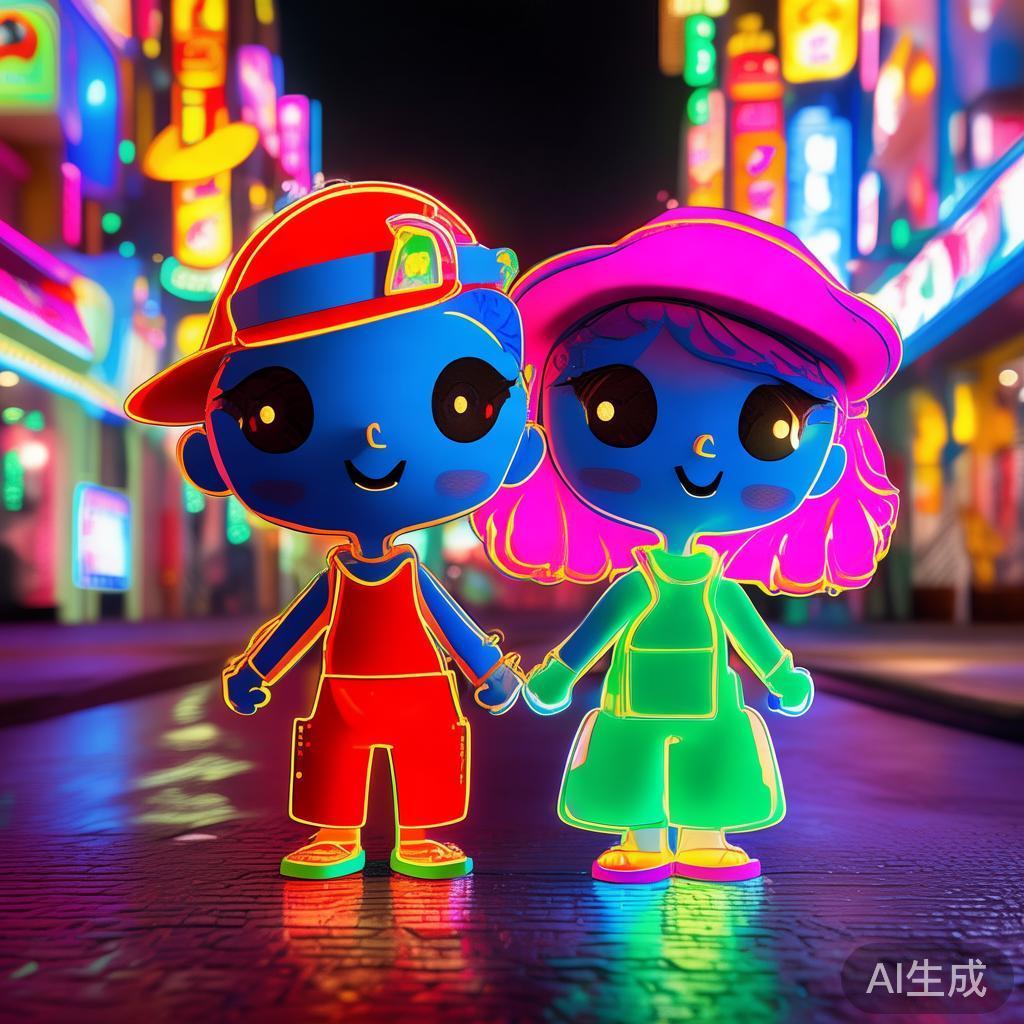 霓虹卡通左右情侣图片