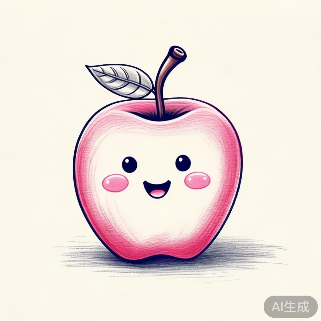 萌系苹果素描图片