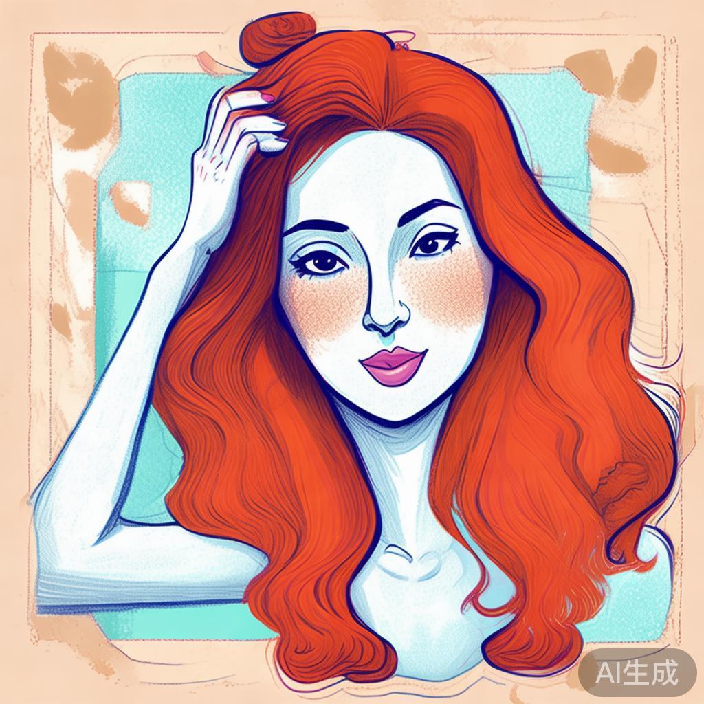 卡通素描搔头女人图片