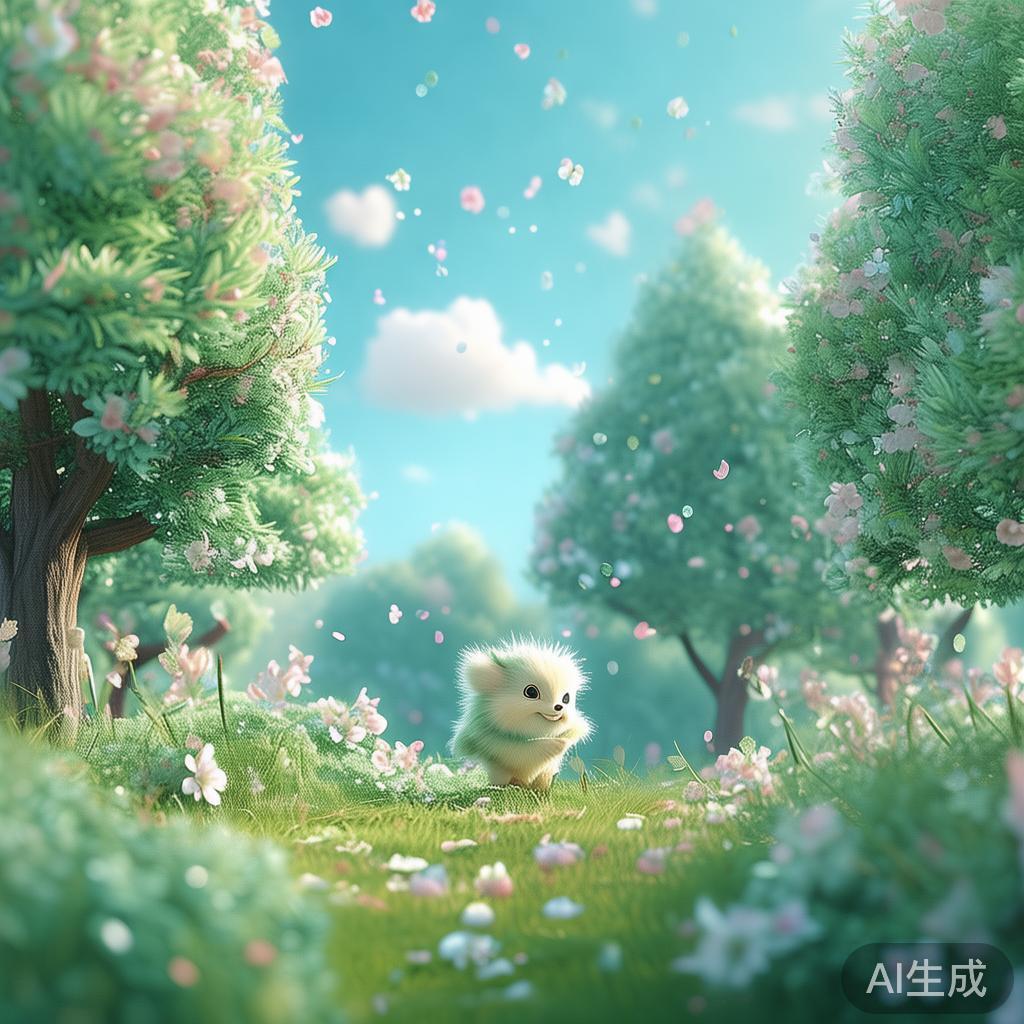 萌系绿意唯美背景图片