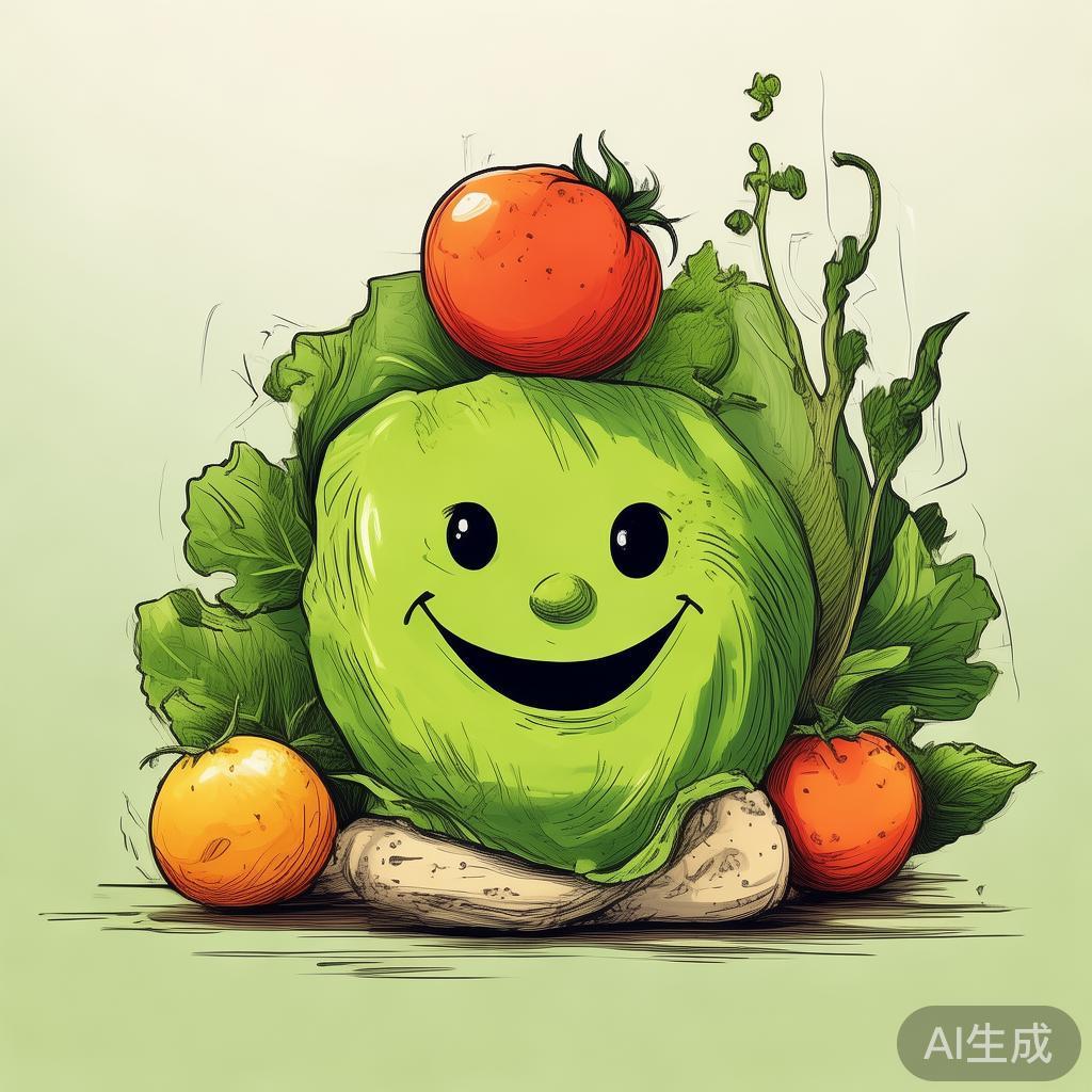 卡通蔬菜铅笔素描图片
