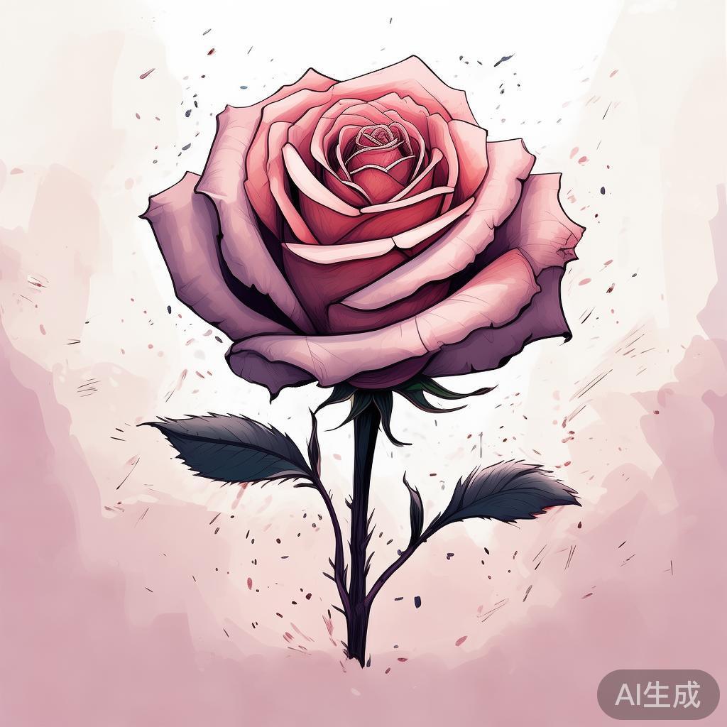 故障玫瑰花图片像素素描