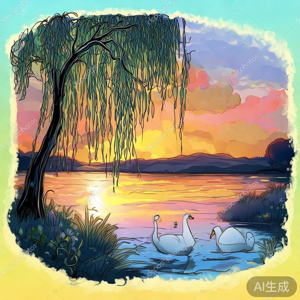 卡通素描风唯美手绘插画图片