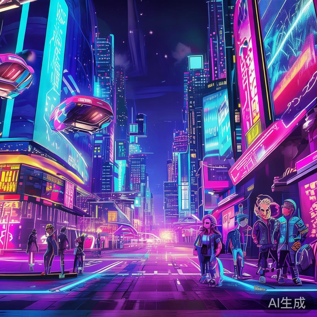 卡通赛博朋克炫酷PPT背景图片