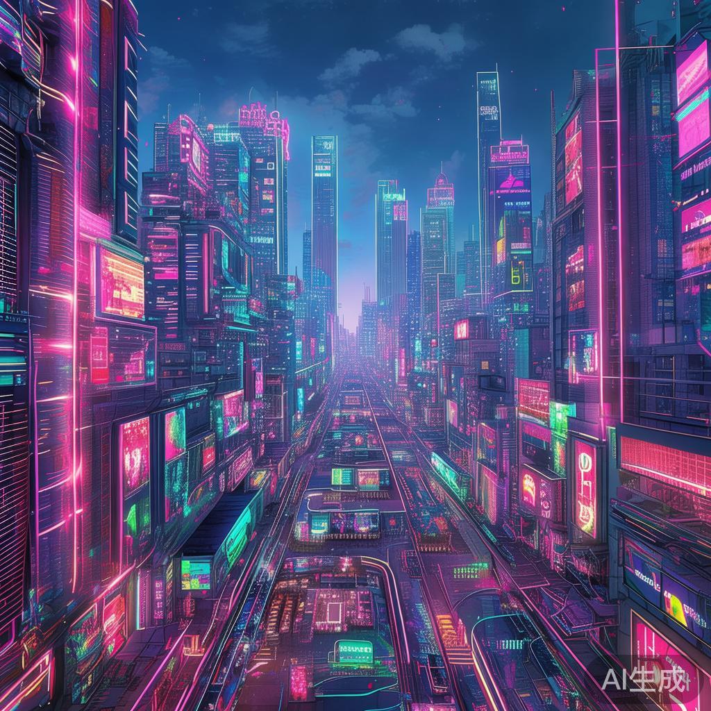 赛博霓虹线条画图片大全